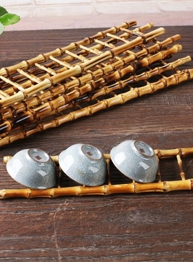 创意竹鞭梯财富节节高竹鞭小梯子竹根竹梯寓意步步高升茶杯架摆件