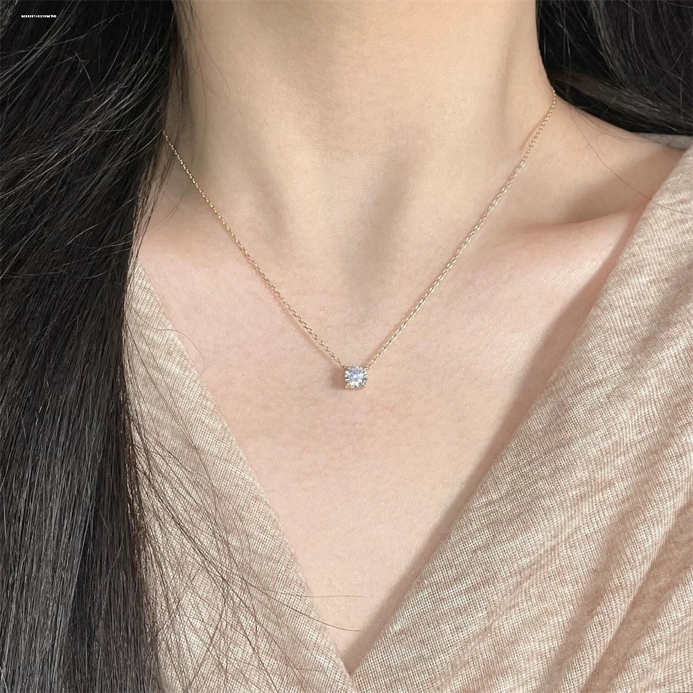 回馈!爆闪仿钻!轻奢单钻项链锁骨链赵露思同款鼻屎钻女