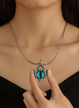欧美土耳其恶魔之眼合金吊坠不锈钢链条项链复古朋克风