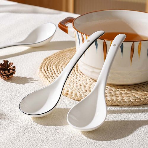 勺子瓷勺调羹小汤勺汤匙瓢羹陶瓷喝汤家用商用酒店餐厅饭店餐具白