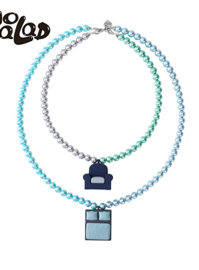 官方emo salad 3D打印 蓝色双拼珍珠沙发床组合项链 原创设计