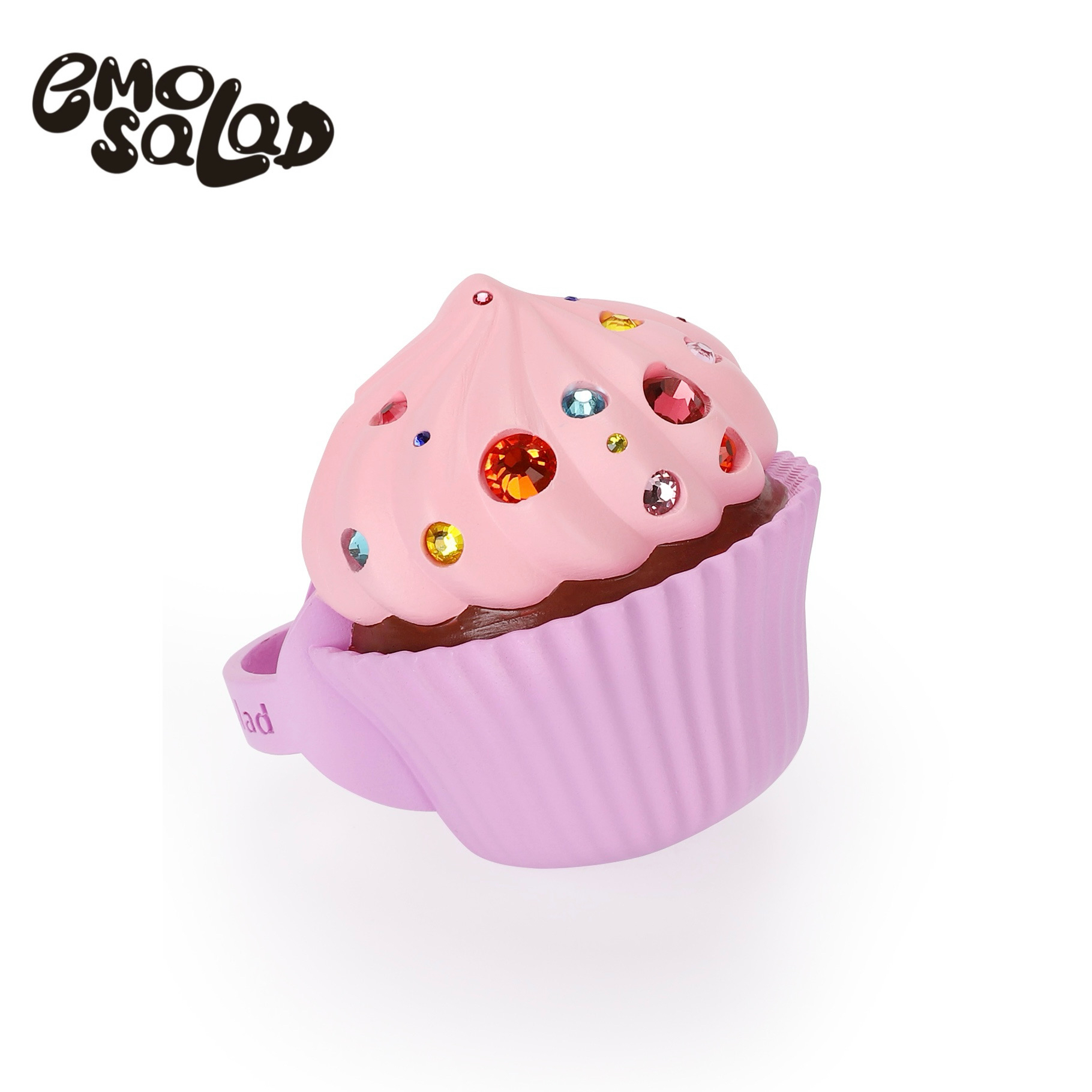 官方emo salad 3D打印表情包 亮钻蛋糕戒指原创设计 Cupcake ring