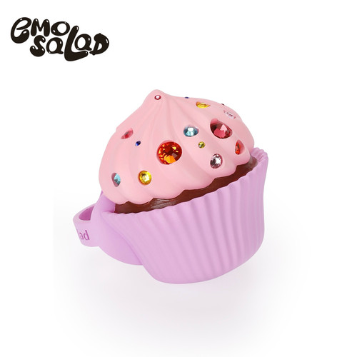 官方emo salad 3D打印表情包 亮钻蛋糕戒指原创设计 Cupcake ring