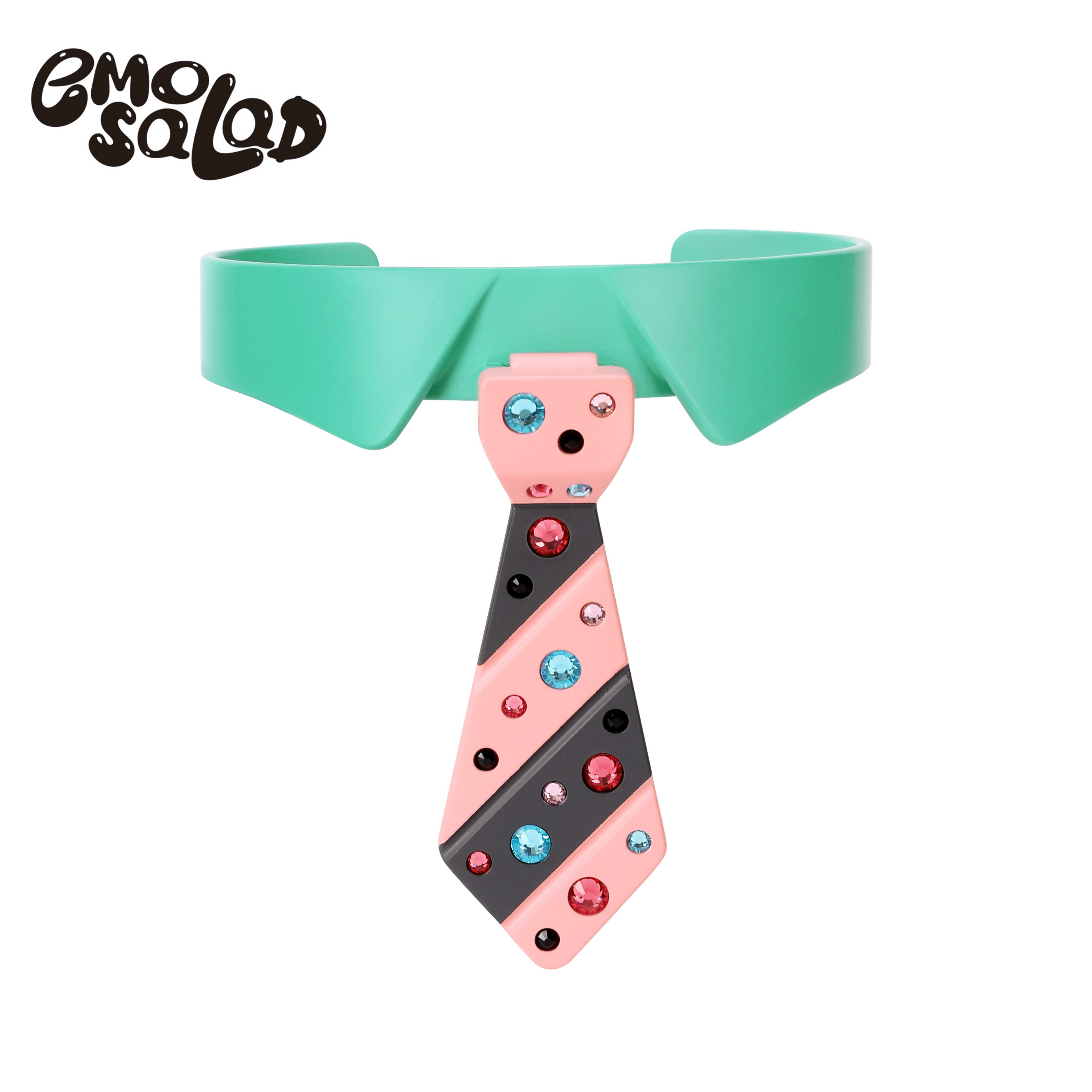 官方emo salad 3D打印choker 亮钻领带项圈项链 原创设计小众项链