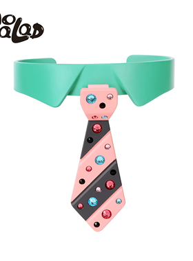 官方emo salad 3D打印choker 亮钻领带项圈项链 原创设计小众项链