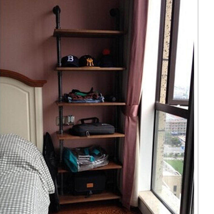 乡村个性创意书架 工业水管多层置物架 做旧家具实木鞋架收纳架