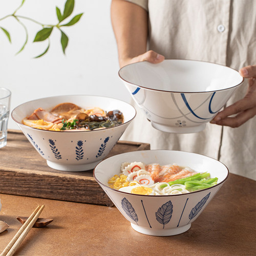 青花斗笠碗大号面碗汤碗