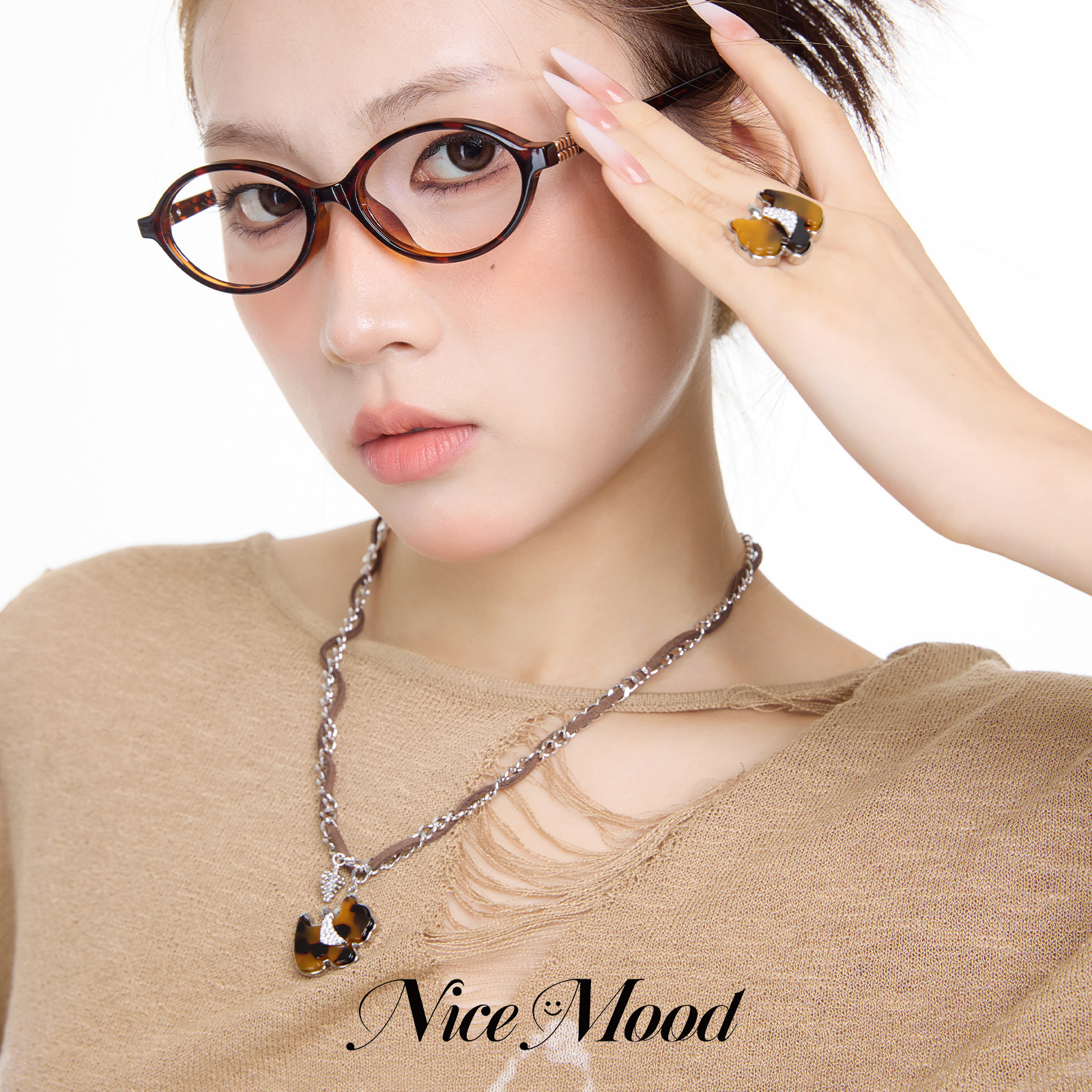 【买3免1】雏菊豹纹西高地小狗编绳项链女辣妹亚比毛衣链圣诞礼物