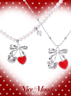 樱桃红小熊珍珠项链圣诞礼物