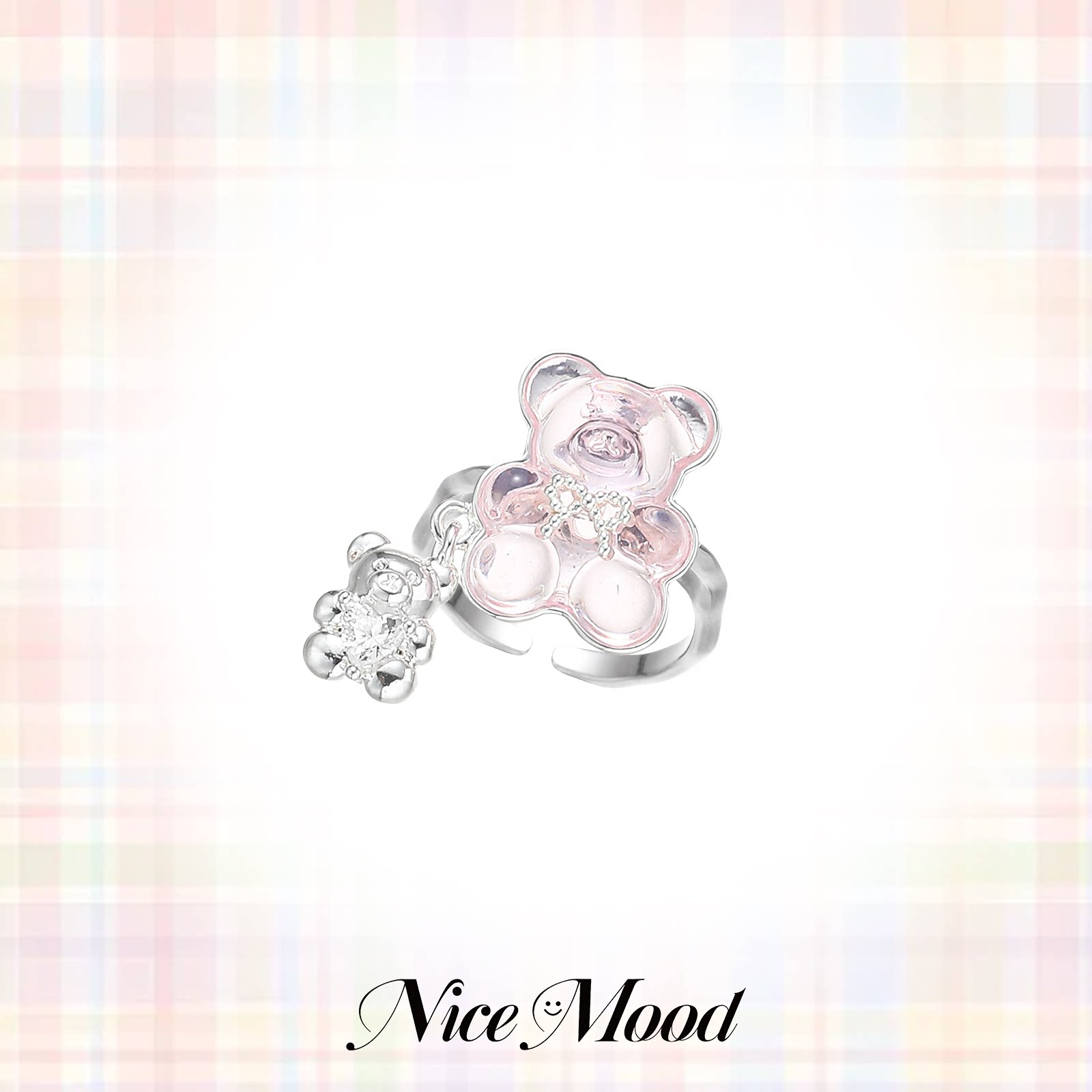 【买3免1】小熊软糖开口戒指女萌趣甜美夏日清透果冻锆石指环礼物