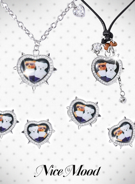 小熊爱心项链朋克铆钉毛衣链