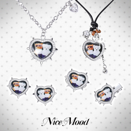 小熊爱心项链朋克铆钉毛衣链