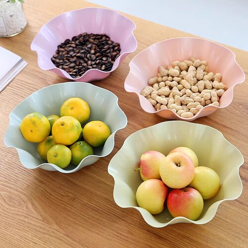 【麒一阁】荷叶边水果盘果盘家用客厅茶几果盘过年结婚水果零食盘