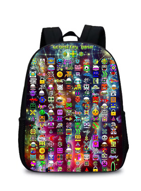 几何方块冲刺双肩书包 geometry dash中小学生通用40cm书包背包