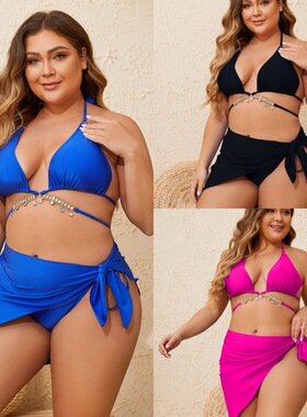 bikini镶钻比基尼性感绑带泳衣大码泳装Separate swimming suit