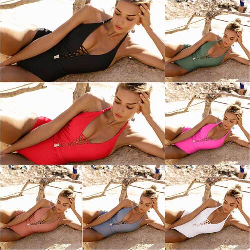 2025欧美女连体泳衣性感一体式比基尼 One-piece bikini swimsuit
