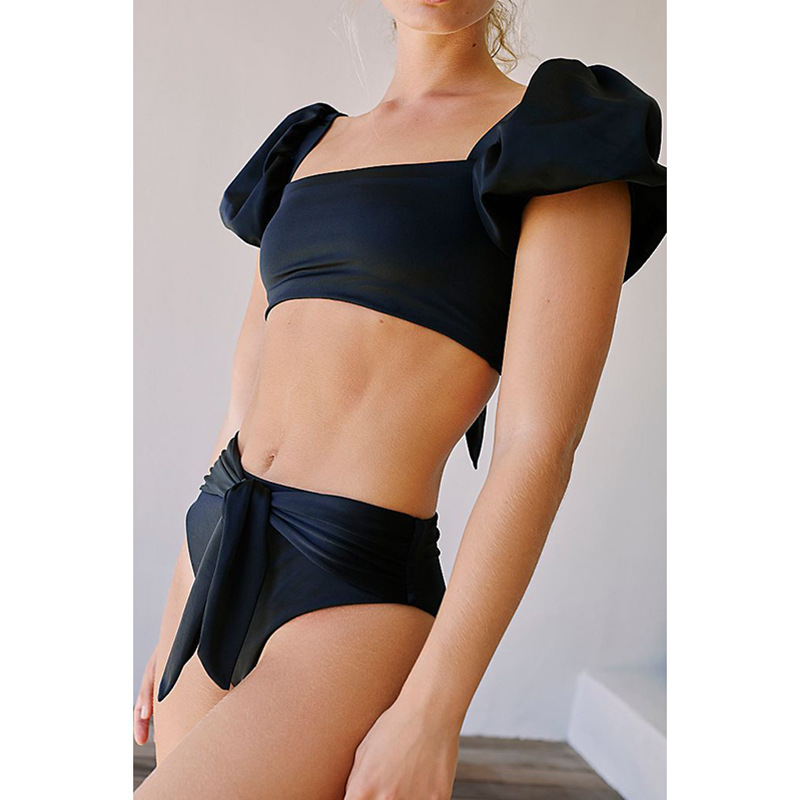 Bubble sleeve Bikini2025款亚马逊比基尼女式泡泡袖绑带泳装爆款