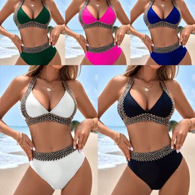2025新款欧美修身分体泳衣女 Quick-drying sexy bikini Swimsuit