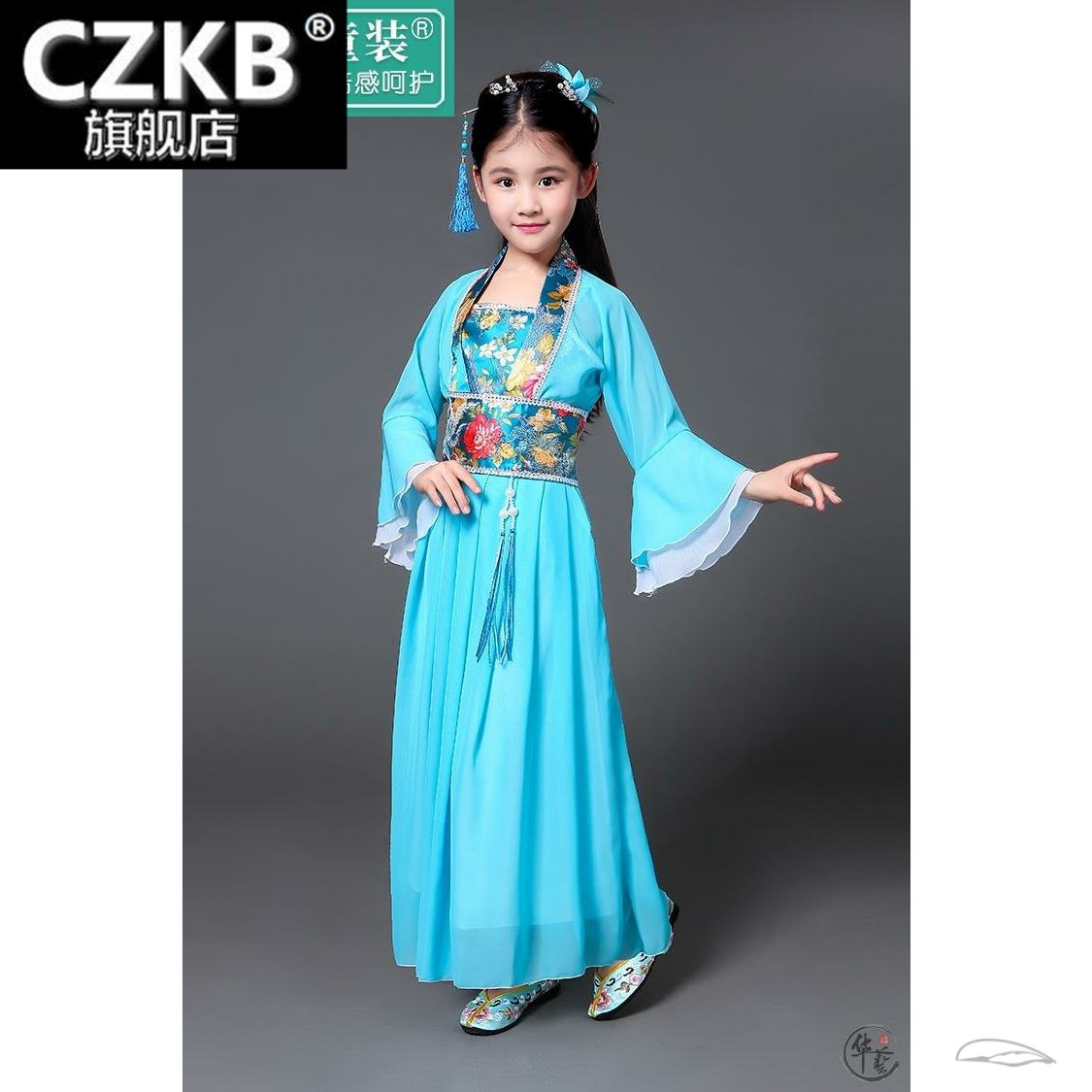 儿童白蛇传改良风古筝表演仙女服