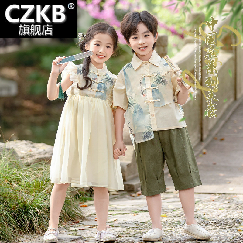 幼儿园园服唐装汉服中国风兄妹装