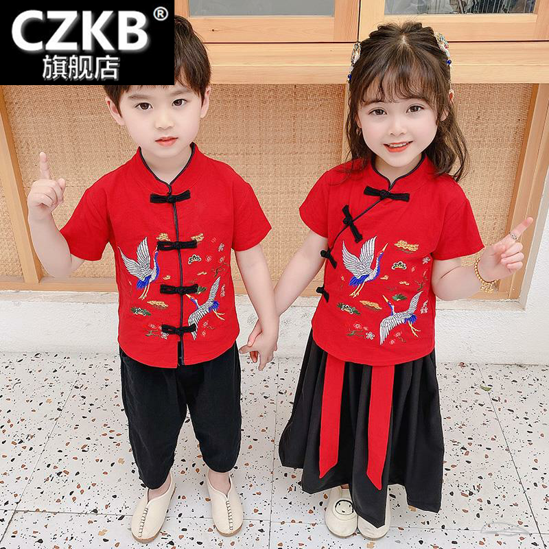 男童超仙棉麻短袖国学汉服古装