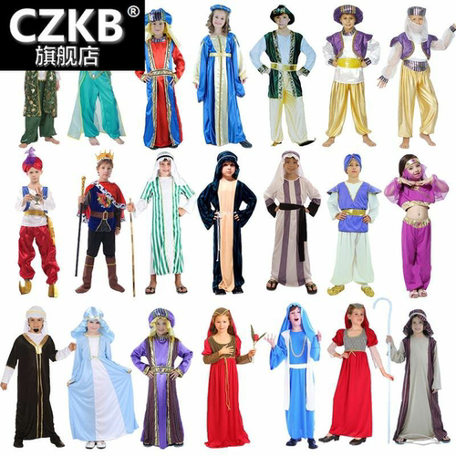。COS阿拉丁女童男化妆舞会衣服阿拉伯王子装 公主儿童希腊中东服