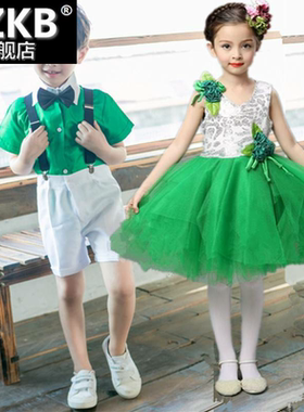 六一儿童小草春晓绿色树叶禾苗舞蹈演出服装茉莉花幼儿园女蓬蓬裙