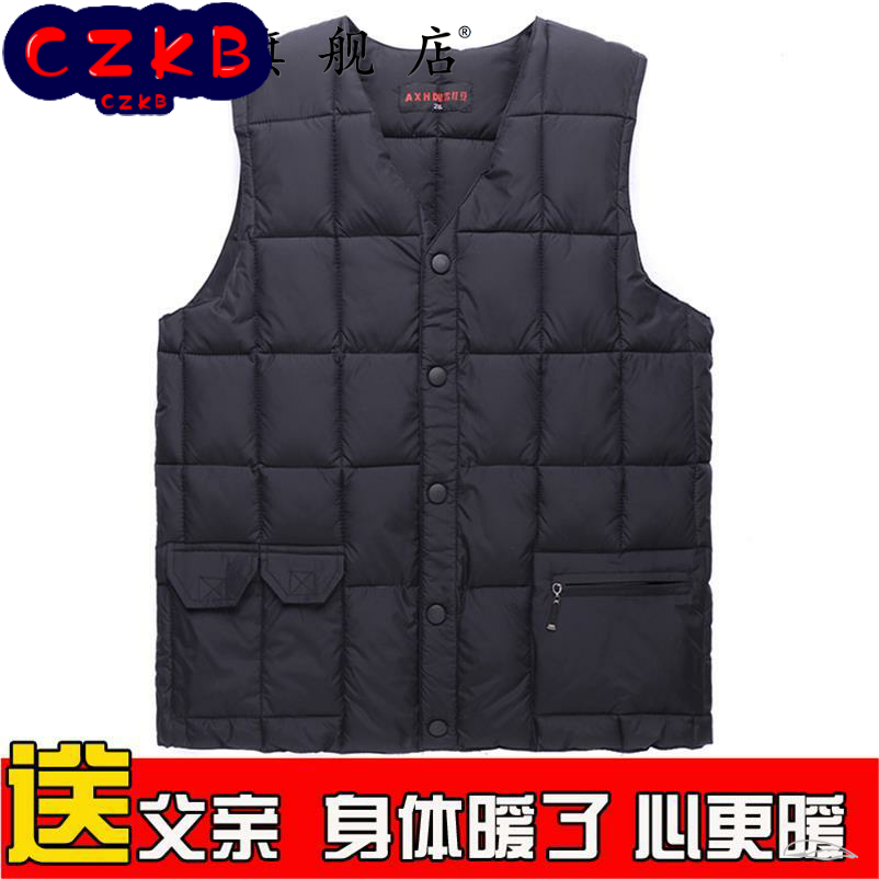羽绒马甲中老年马夹无领贴身男装棉衣老头男款老年人老爸背心大码