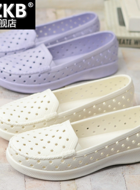 洞洞鞋女软底妈妈鞋透气防滑凉鞋镂空白色护士鞋医院小白鞋雨鞋夏