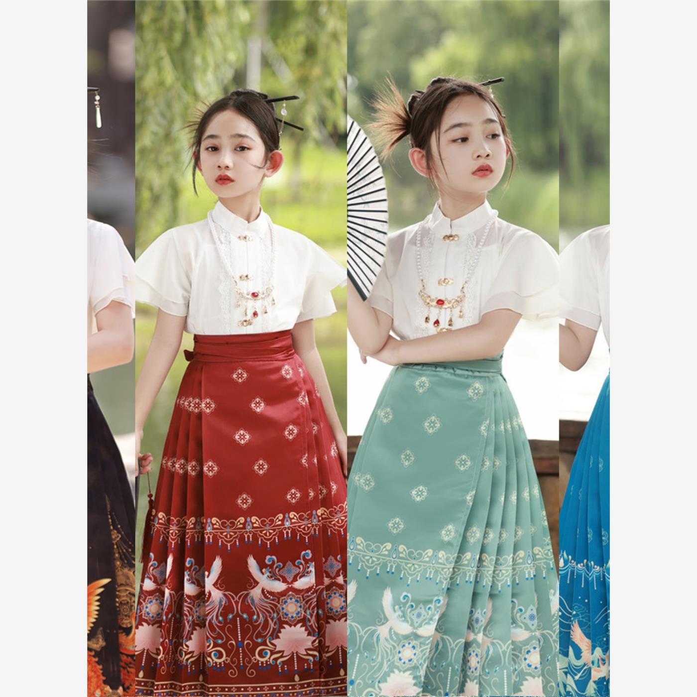 女童古风春秋款儿童汉服明制超仙裙子中国风唐装女孩夏天马面裙套图片