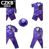 新环保亲子装 演出服 儿童自手工自制成人秀衣服走秀紫孩服创意时装