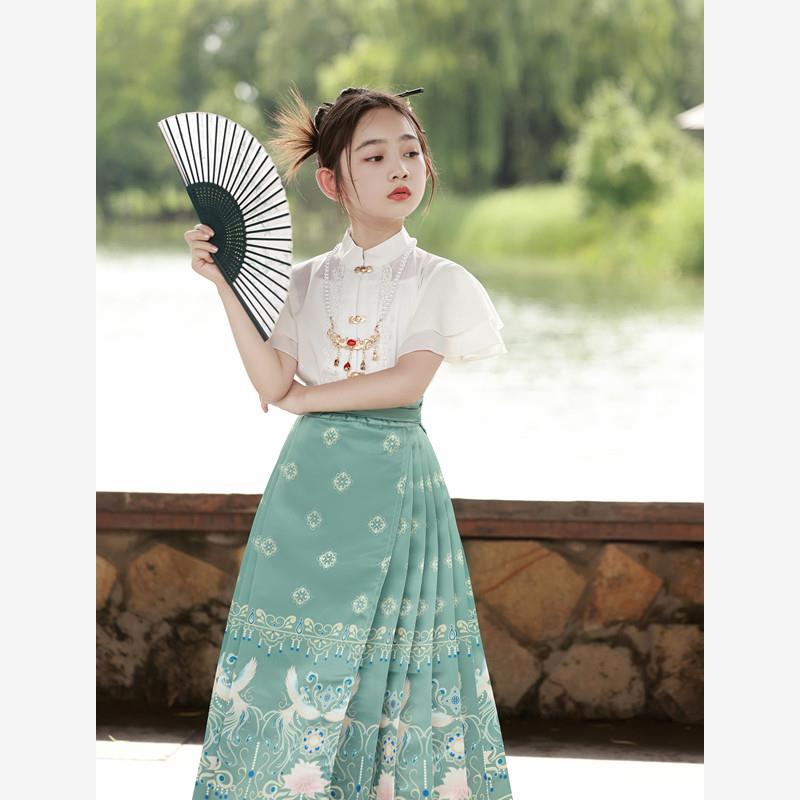 女童夏季古风夏款儿童汉服明制超仙裙子中国风唐装女孩夏天马面裙图片