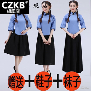民国风学生装女装五四青年古装复古学院明国服装文艺连衣裙套装女