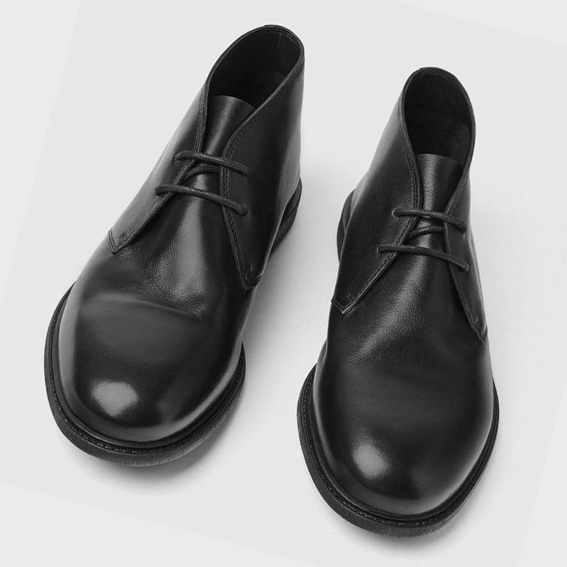 新款MD男鞋 黑色软质牛皮短靴马丁靴真皮鞋高帮男鞋休闲男靴子潮