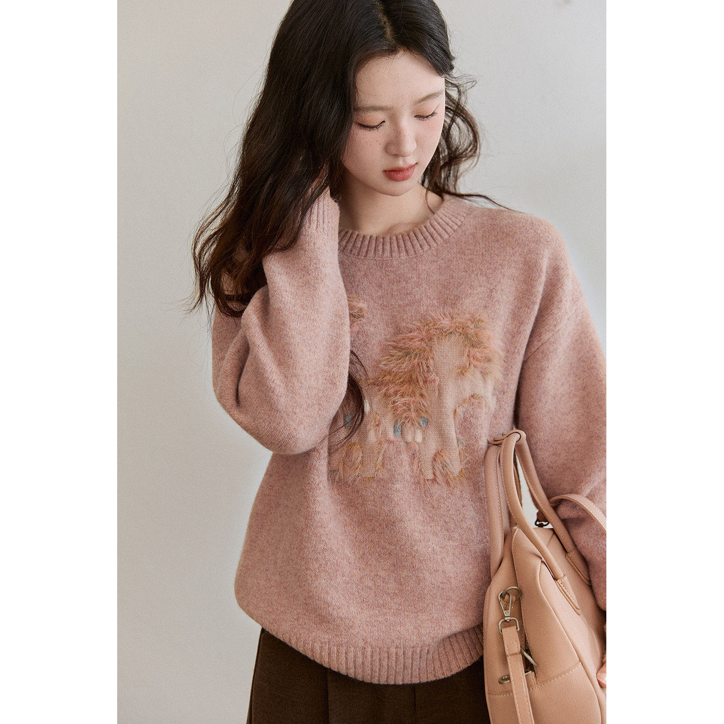 谜秀设计感仿水貂小马毛衣女2025秋冬新款女装软糯加厚保暖针织衫