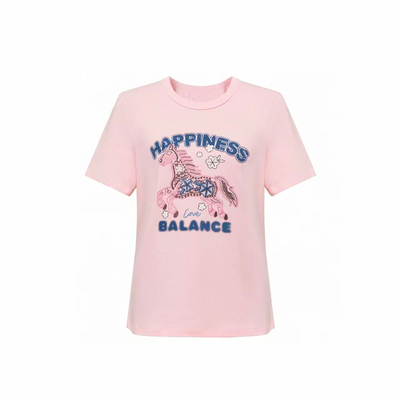 【甜甜粉丝专享】生肖小马刺绣圆领短袖T恤5301