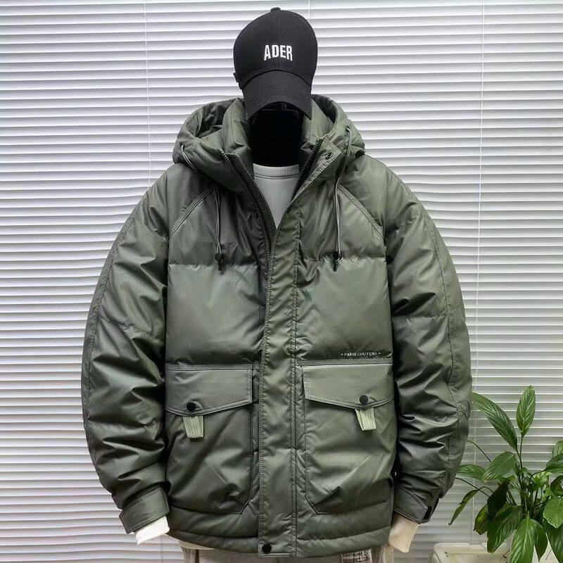 羽绒服男士冬季工装免洗白鸭绒夹克韩版御寒百搭加厚羽绒上衣外套