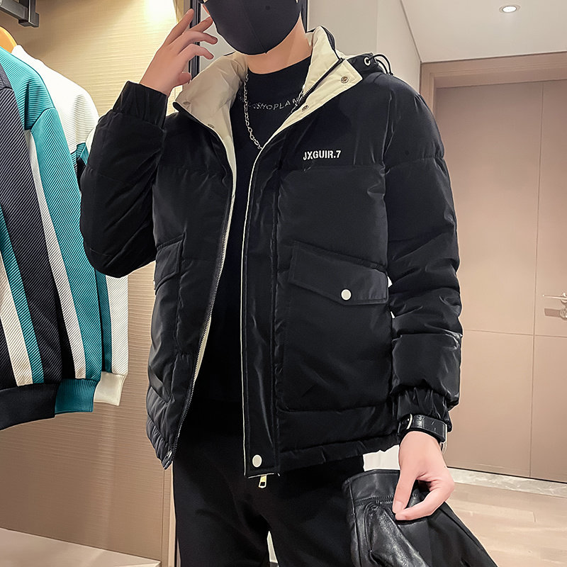 连帽羽绒棉服男冬季男装上衣袄子新款潮牌加厚工装棉衣外套帅