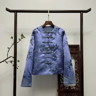 全熟丝漳绒缎外套上衣W50155 梅兰竹菊