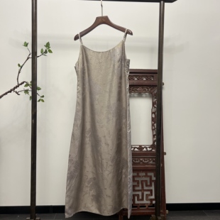 新中式 桑蚕丝织金长裙春夏百搭真丝裙Q80070 忆中人