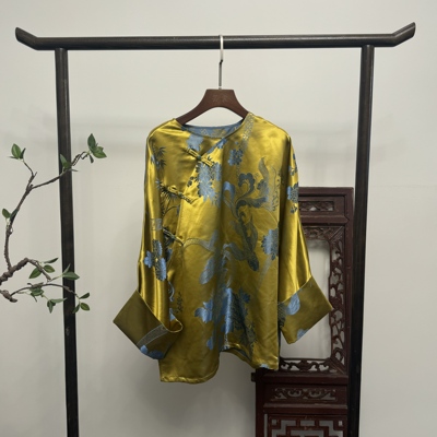 【青梅煮酒】45姆米老缎四季款上衣新中式桑蚕丝上衣X70200