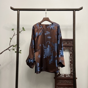 桑蚕丝宽松上衣x70203 45姆米老缎新中式 墨香如故