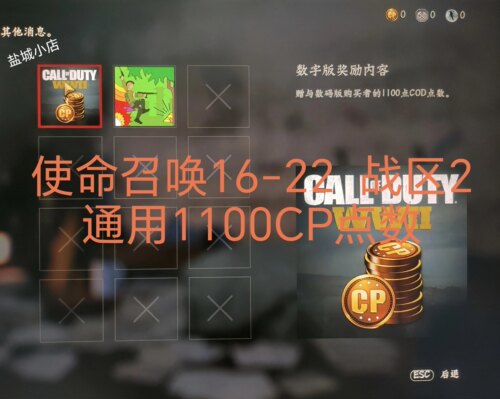 使命召唤16-22黑色行动cod—战区2-1100cp点数 或通行证解锁