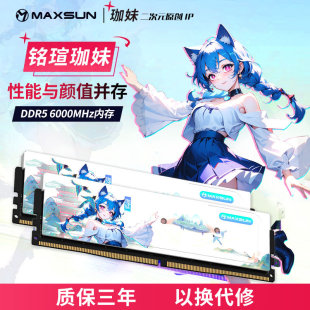 6000 一键超频台式 6400MHz DDR5 机马甲条 16GB内存套条 铭瑄珈妹