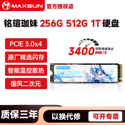 铭瑄M.2硬盘512GTB瑷珈NVME