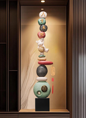 入户玄关时来运转八方来财招财摆件客厅电视柜落地装饰品开业礼物