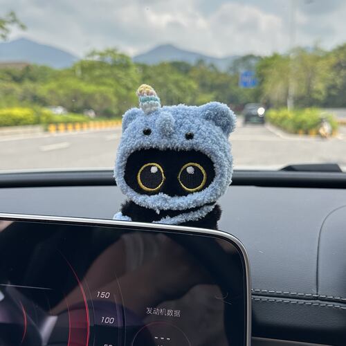 可爱小黑猫汽车屏幕摆件公仔