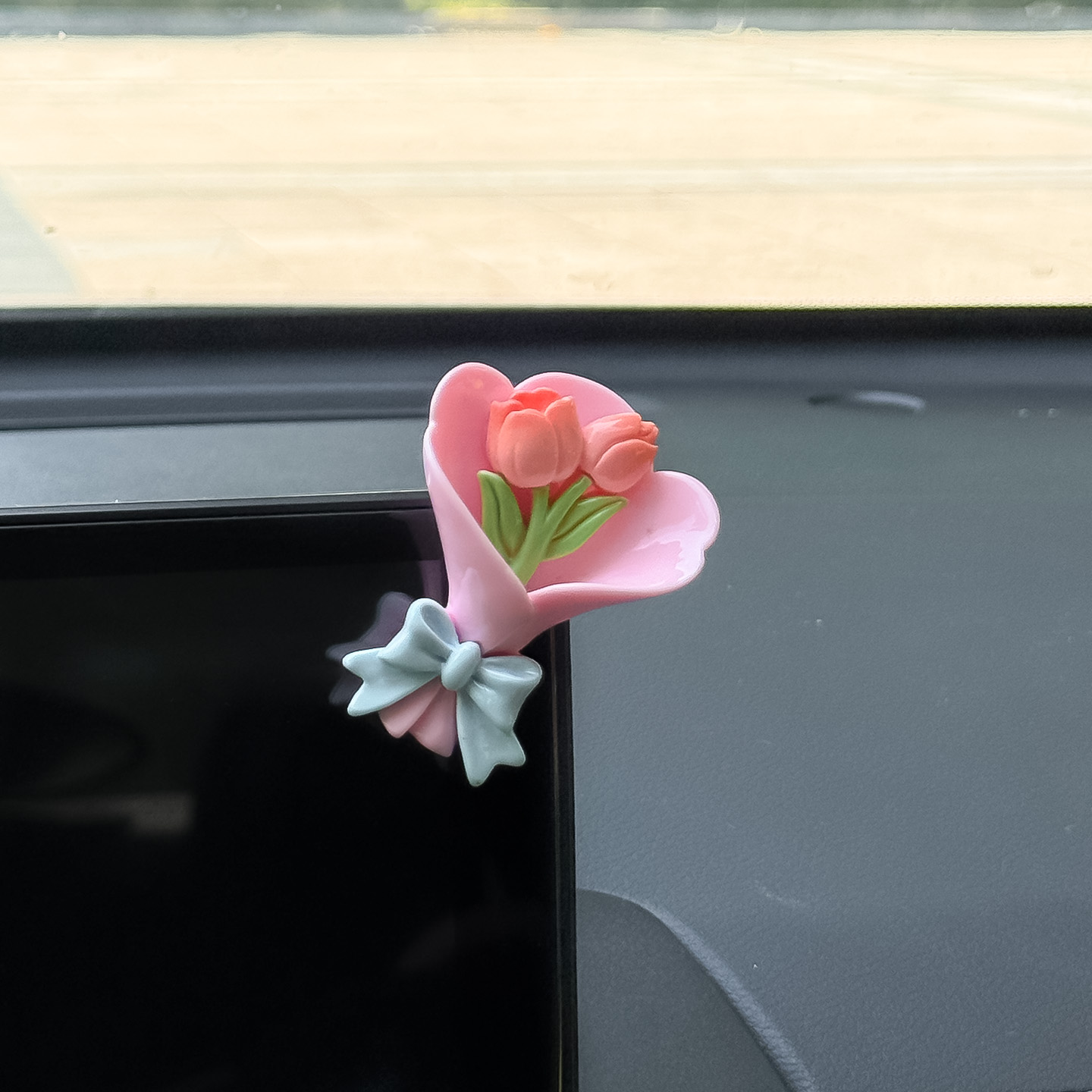 原创郁金香花束汽车摆件装饰ins