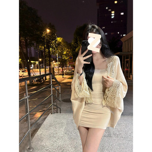 修身 新款 显瘦包臀裙短裙两件套 气质吊带连衣裙女春季 纯欲法式