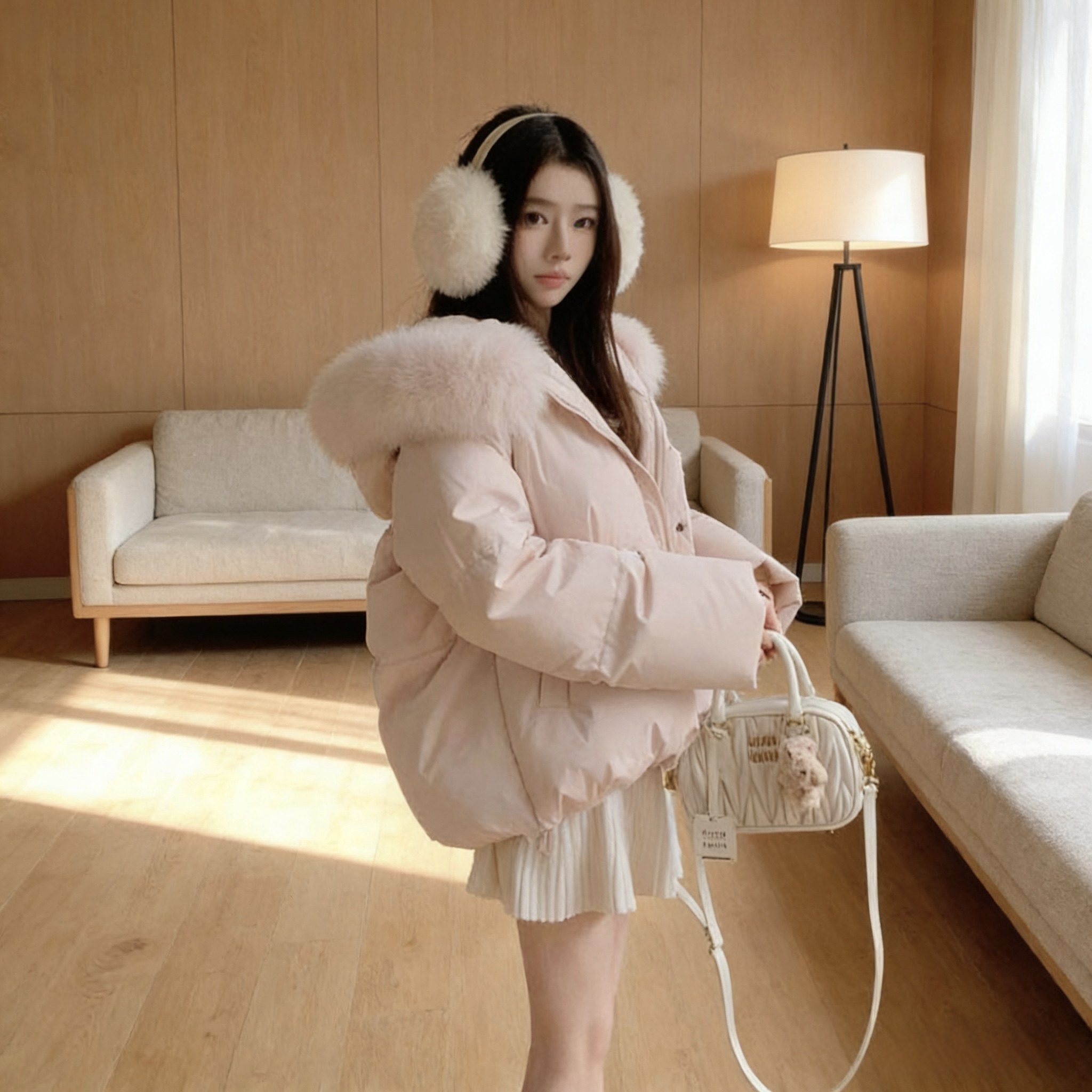 粉色狐狸大毛领连帽短款羽绒棉服女年冬季韩版宽松加厚保暖外套,女装/女士精品,羽绒服,淘宝优惠券,粉丝福利购,淘宝优惠卷